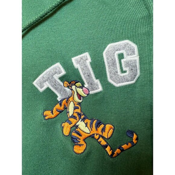 Disney Tigger Hoodie Sweatshirt Full Zip Green Embroidered Spell Out Adult Small - Picture 3 of 10
